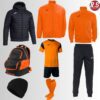 Pack Joma Club – Équipement Football Complet orange noir (Survêtement, Maillot, Short, Chaussettes, Coupe-Vent)