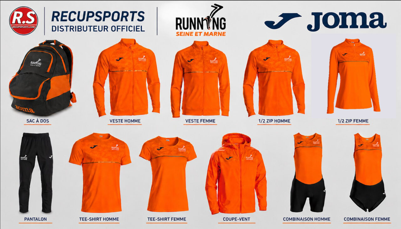 Tenues running Joma aux couleurs de la Commission Départementale Running de Seine-et-Marne