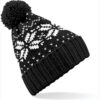 Bonnet Snowstar® jacquard B456 – Black / White – Beechfield® Bonnet Snowstar® jacquard B456 – Black / White – Beechfield®