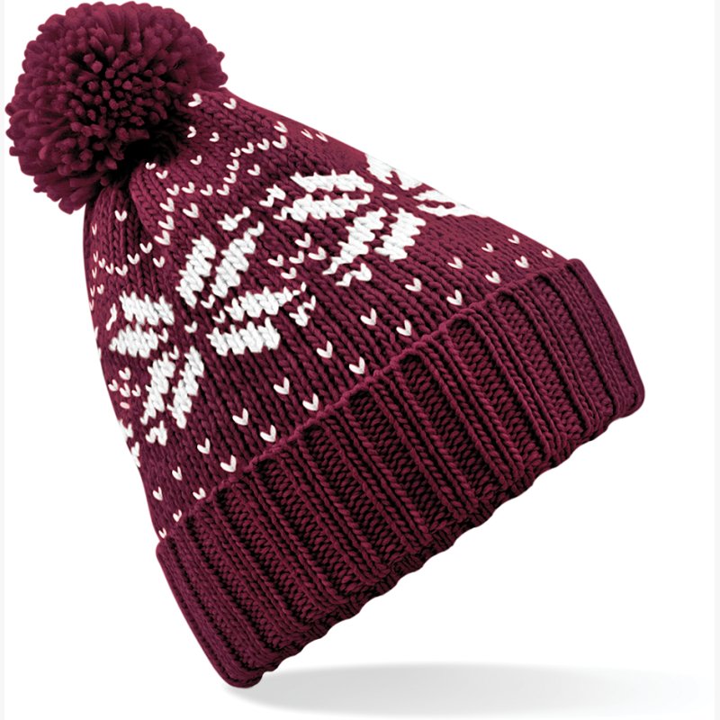 Bonnet Snowstar® jacquard B456 – Burgundy / White – Beechfield® Bonnet Snowstar® jacquard B456 – Burgundy / White – Beechfield®