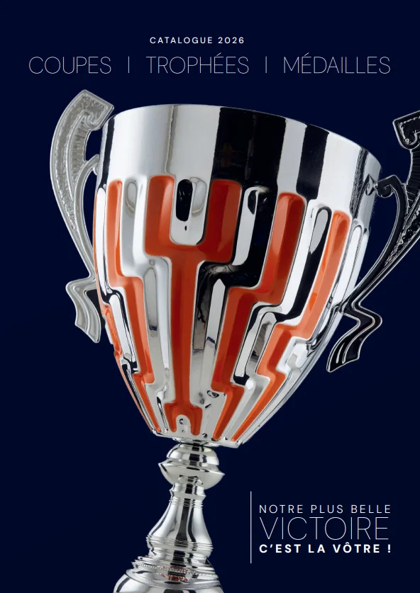 Couverture du catalogue de coupes, trophées et récompenses sportives